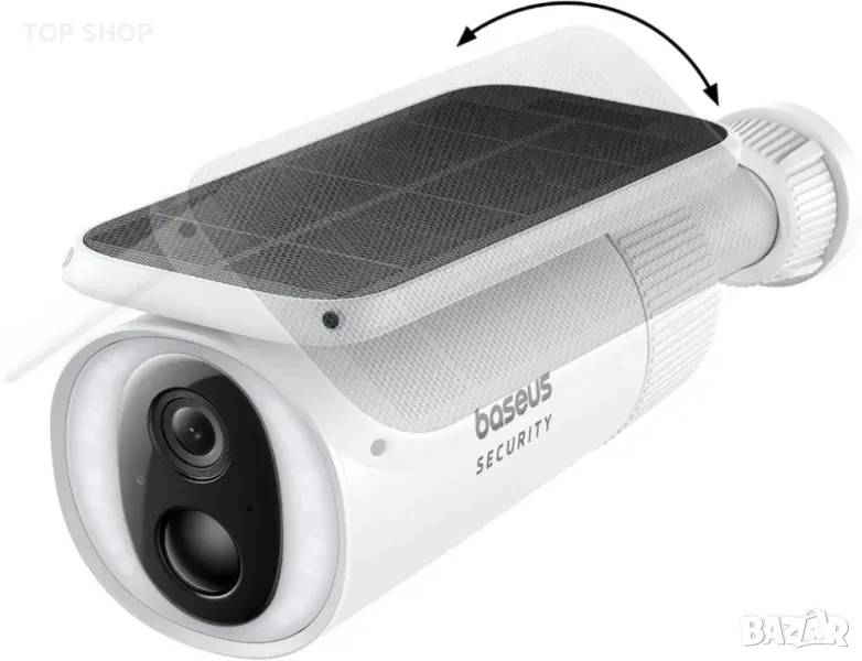 Външна безжична охранителна камера Baseus S1 със соларен панел,2К,145°, снимка 1