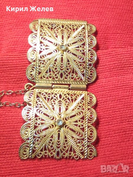 ЧАСТ от ВЪЗРОЖДЕНСКА ФИЛИГРАННА ПОЗЛАТЕНА БРОНЗОВА ГРИВНА с ЩИФТ и ЦИРКОНИ 7111, снимка 1