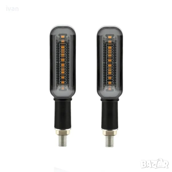 Комплект от 2 броя LED сигнални/стопове бягаща светлина, за мотоциклети, 12V,, снимка 1