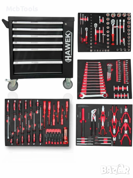 Шкаф с инструменти с 6 чекмеджета – 4 пълни Hawek, снимка 1