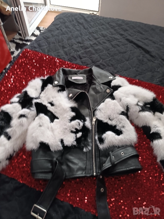 кожено яке с пух, снимка 1