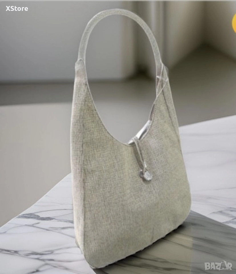 Удобна текстилна дамска чанта за рамо с кристал, снимка 1