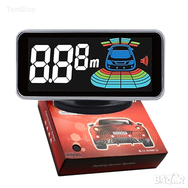 Парктроник с LED дисплей - 4 сензора БЯЛ, снимка 1