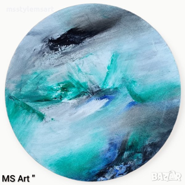 Изумруден свят " Абстрактна картина с маслени бои , снимка 1