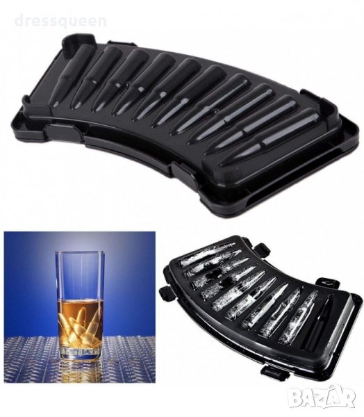 2956 Силиконов молд за лед с форма на куршуми АК-47, снимка 1