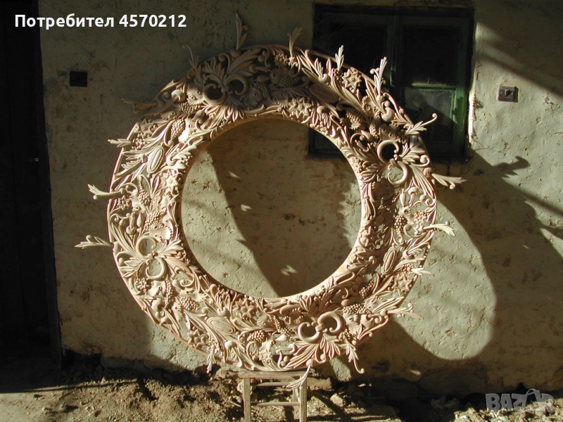 Розета Дърворезба, Ръчна изработка по поръчка, Розета слънце, Дърворезба за стена или таван, снимка 1