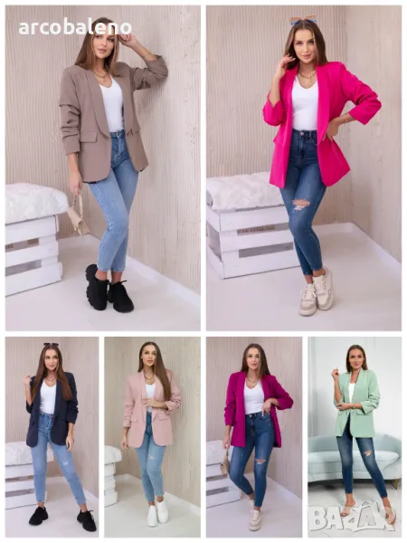 Елегантно дамско сако с ревери, 14цвята, снимка 1