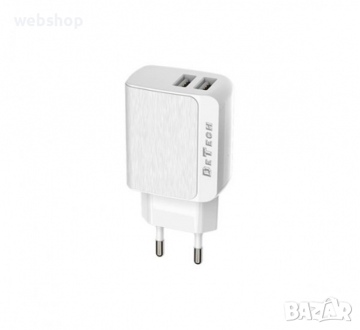 Мрежово зарядно за устройства, Бързо Зареждане , Quick Charge ,  DETECH с 2 изxода за USB 5V 2,4A, снимка 1 - Друга електроника - 36166380
