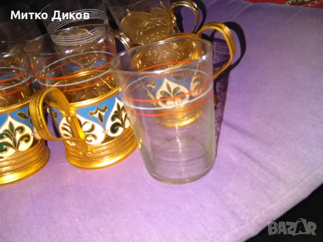 	Стакани Подстакани СССР руски 6броя -6 чаши 2вида х3бр рисувани емайл маркировка, снимка 5 - Други ценни предмети - 48870375