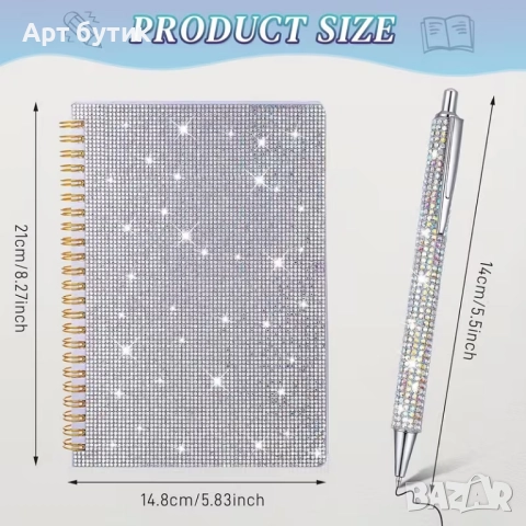 Сватбена книга за пожелания  с химикал, декорирани с кристали, снимка 4 - Декорация - 52583411