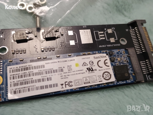 Оригинален HP-sandisk m2 и преходник (адаптер) от M.2 NGFF SSD, снимка 2 - Твърди дискове - 53564754