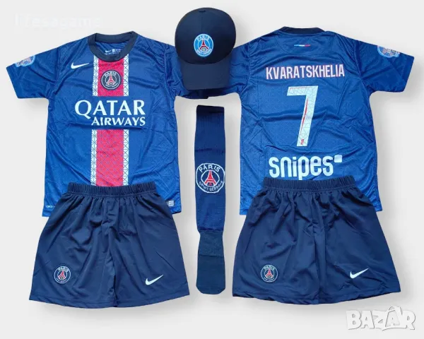 Детски футболен екип ПСЖ Кварацхелия PSG Kvaratskhelia комплект тениска къси панталони, снимка 3 - Детски комплекти - 50056209