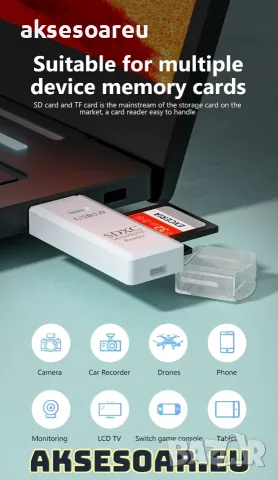 Кард рийдър 2 в 1 USB 3.0 високоскоростен Четец за карти Micro SD USB адаптер TF карта памет за PC , снимка 6 - USB Flash памети - 56257151