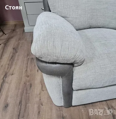 Сив ъглов диван от плат La-z-boy с електрически релаксиращ механизъм, снимка 5 - Дивани и мека мебел - 49936331