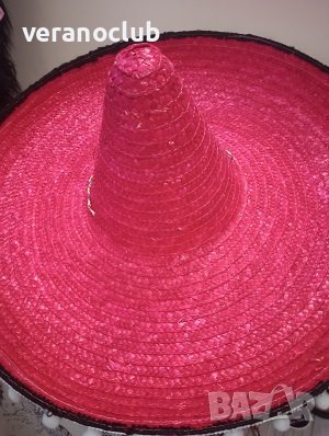 Голямо сламено сомбреро Червено, снимка 2 - Шапки - 41398198