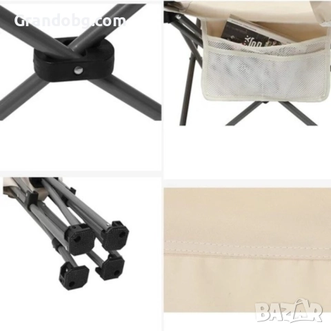 Сгъваем преносим стол WerkBull в 3 цвята с възглавница и поставка за телефон до 140кг за плаж и къмп, снимка 2 - Столове - 52108879