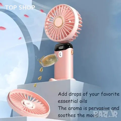 Нови 2 броя портативен USB вентилатор ръчен/за врат/за бюро 5 скорости, снимка 5 - Други - 49498271