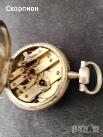 Швейцарски СРЕБЪРЕН джобен часовник 1900г. с ключе - 10 РУБИНА ПРОМОЦИЯ, снимка 7 - Джобни - 48835206