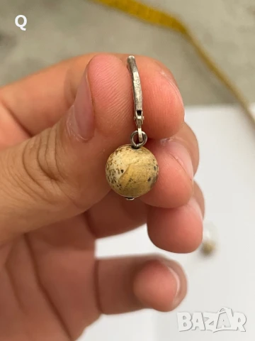 Сребърни обеци с кафяво-черен камък, проба 925 (7), снимка 5 - Обеци - 50957865