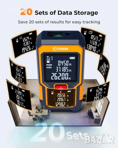CIGMAN Лазерен далекомер на разстояние до 80 метра, 300mAh, снимка 6 - Други инструменти - 53429819
