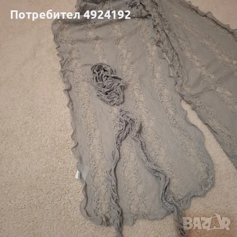 Луксозен шал Гълъбов цвят, снимка 4 - Шалове - 56183431