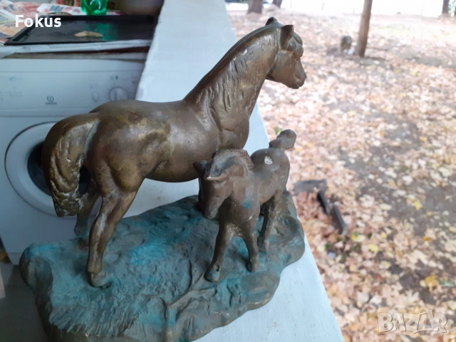 СТРАХОТНА МАСИВНА БРОНЗОВА СТАТУЕТКА КОНЕ ФИГУРА ПЛАСТИКА, снимка 2 - Антикварни и старинни предмети - 53512823