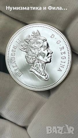 Сребърна монета Канада 1 долар 1991 година, снимка 2 - Нумизматика и бонистика - 52705572