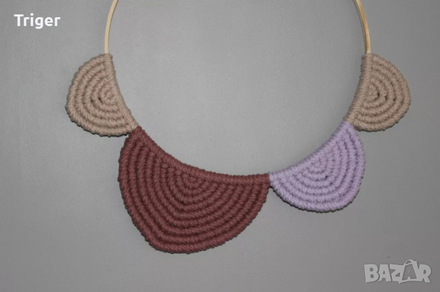 Ръчна изработка макраме декорация "цветен" венец, снимка 2 - Декорация за дома - 36489716