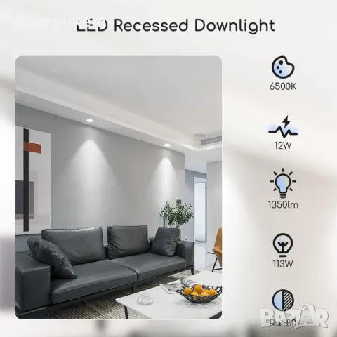 НОВИ! LED лунички 12W, 1350 лумена, 145-155 мм, 2 бр/к-кт, снимка 4 - Лед осветление - 50067494