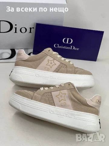 Christian Dior Дамски Бежови Маратонки С Бяла Подметка👟Дамски Спортни Обувки Кристиян Диор Код E510, снимка 2 - Маратонки - 50706378