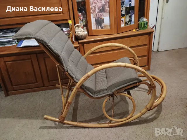 Люлеещ се стол от ратан, снимка 2 - Столове - 47490249