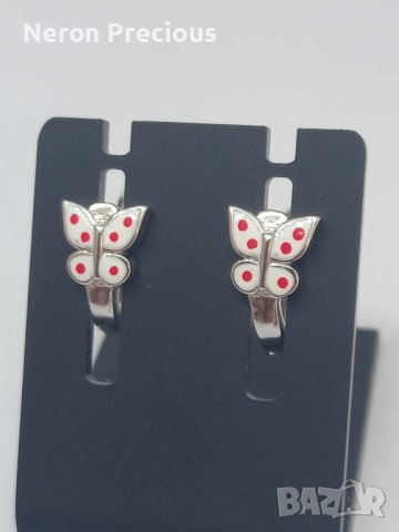 Сребърни детски обеци Пеперудки