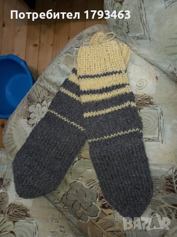 Ръчно плетени мъжки вълнени чорапи размер 42, снимка 1