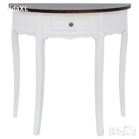 vidaXL Конзолна маса с чекмедже и кафяв плот, полукръгла(SKU: 241531), снимка 2 - Други - 56063292