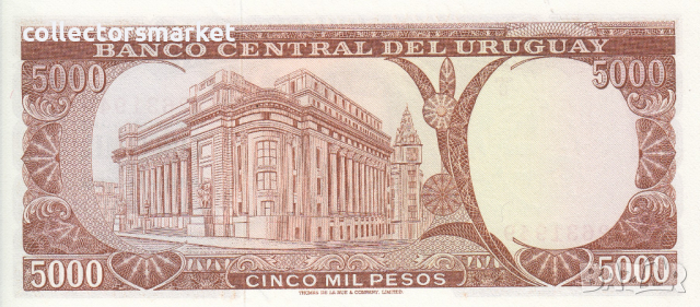 5000 песо 1967, Уругвай, снимка 2 - Нумизматика и бонистика - 36202045