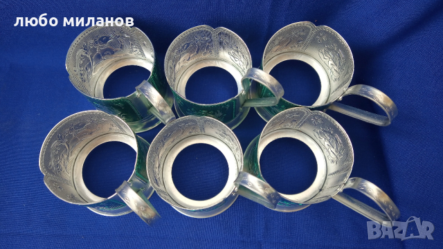 Руски подстакани за чай, 6 бр комплект, снимка 5 - Чаши - 44730286