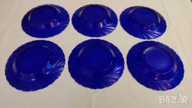 Сервиз 6 чинии от цветно стъкло, Франция. , снимка 4 - Сервизи - 38770438