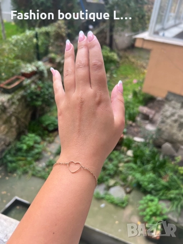 Златиста гривна със сърце ❤️, снимка 2 - Гривни - 52377975