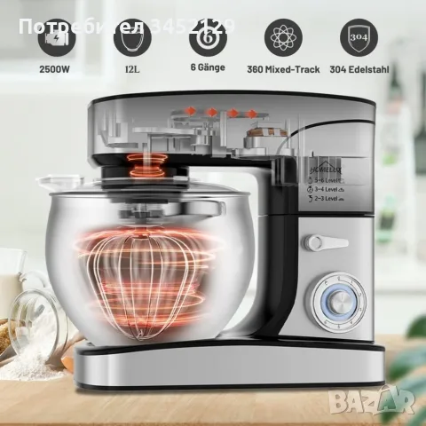 Планетарен миксер 12L 2500W, снимка 5 - Кухненски роботи - 55954457