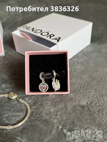 Оригинална гривна Pandora и талисмани/висулки, снимка 3 - Гривни - 55936307