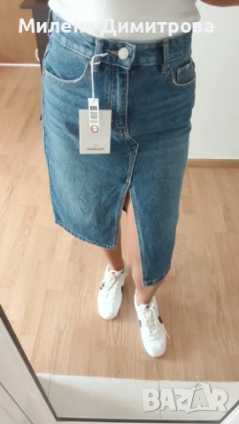 Дънкова пола Pull&Bear XS размер, снимка 6 - Поли - 51048658