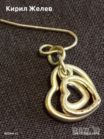 Елегантна сребърна обеца във формата на сърце с инкрустирани кристали 40017, снимка 8 - Обеци - 52686292