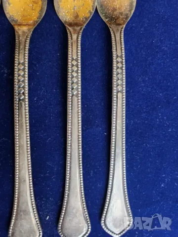 лъжички -12 бр. и вилички -6 бр. позлатени/посребрени мелхиор + лопатки за торта - 4 бр., други,СССР, снимка 7 - Други - 49867675