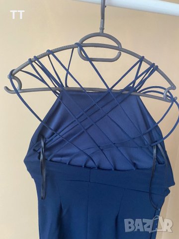 Дамска синя рокля с интересен гръб М размер, снимка 2 - Рокли - 41424332