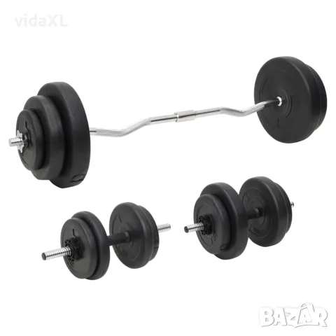 vidaXL Щанга и дъмбел с тежести 60 кг