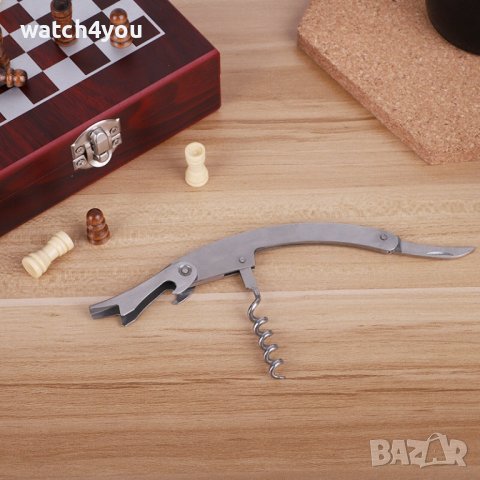 НОВ КОМПЛЕКТ ЗА ВИНО В ЛУКСОЗНА ДЪРВЕНА КУТИЯ 4 БРОЯ АКСЕСОАРИ. ШАХ. ШАХМАТНА ДЪСКА 2V1. СЕТ ЗА ВИНО, снимка 6 - Други стоки за дома - 44323048