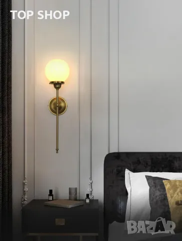 JIMUBEAM индустриална винтидж стенна лампа, бял стъклен глобус, снимка 4 - Лампи за стена - 49511635