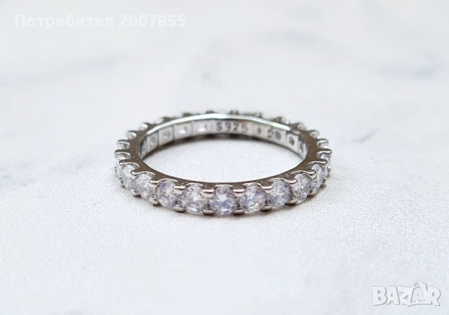 Сребърен дамски пръстен с кристали , снимка 4 - Пръстени - 53790652
