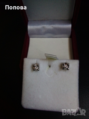 18 к.  с диаманти  италиански златни  обеци , снимка 8 - Обеци - 36159266