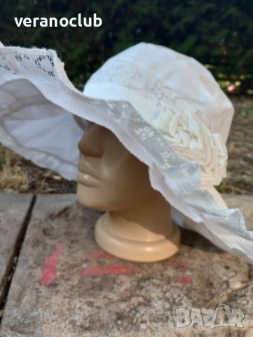 Капела Бяла Лукс Елеганца Памучен плат, снимка 6 - Шапки - 39920012